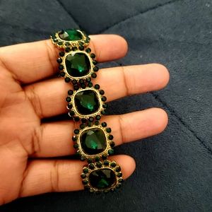 emerald green and gold bracelet
